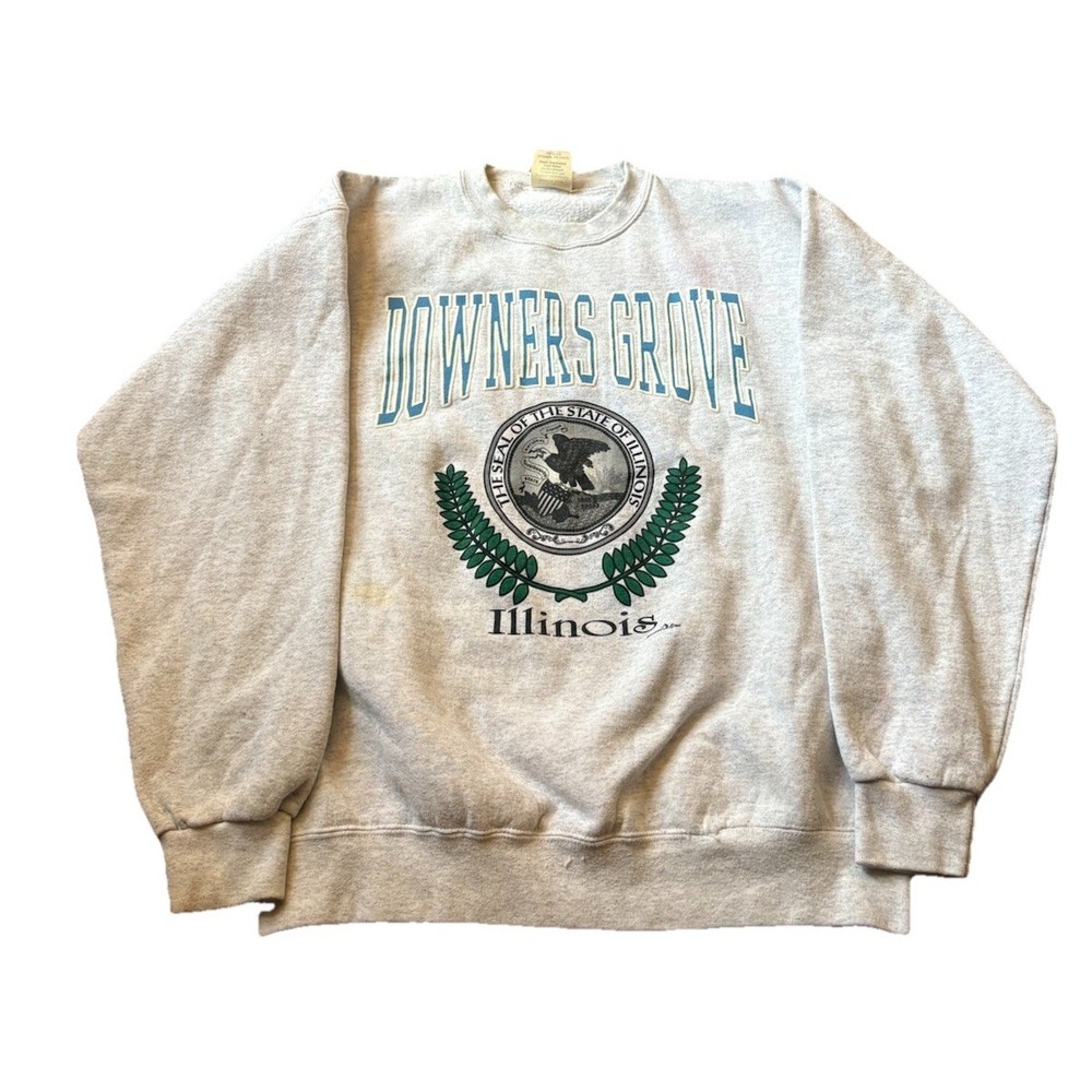 Vintage Downers Grove IL‎ Crewneck Sweatshirt Men's Large Gray
